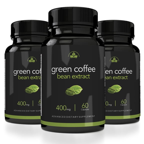 Totally Products Maximum Strength Green Coffee Bean Extract 400mg (60 Capsules) - 3 Bottles