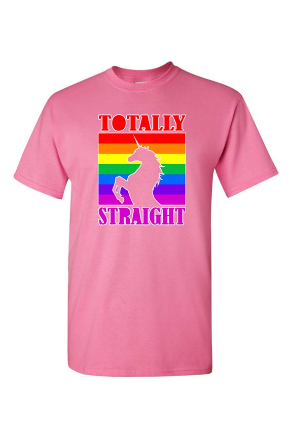 Totally Straight Funny Unicorn Adult DT T-Shirt Tee