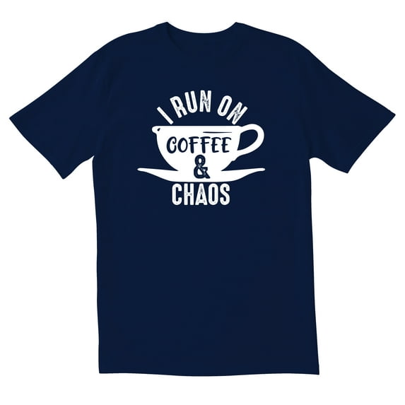 TotallyTorn I RUN ON COFFEE & CHAOS Novelty Sarcastic Funny Mens Graphic T Shirts