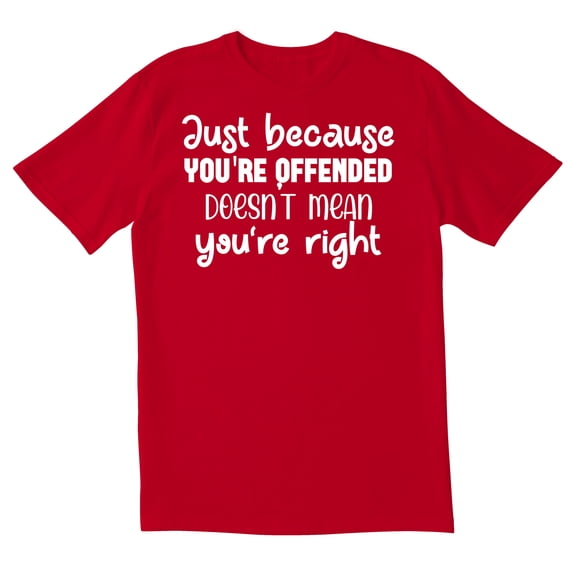 TotallyTorn Just Because You're Offended Doesn't Mean You're Right Novelty Sarcastic Funny Mens Graphic T Shirts