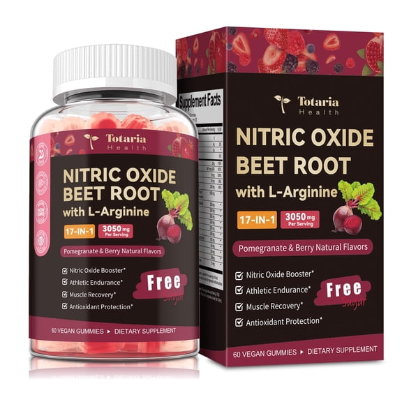 Totaria Beet Root Gummies, Support for Heart, Blood Pressure & Cardiovascular Wellness, Vegan, Sugar Free, 60 Gummies