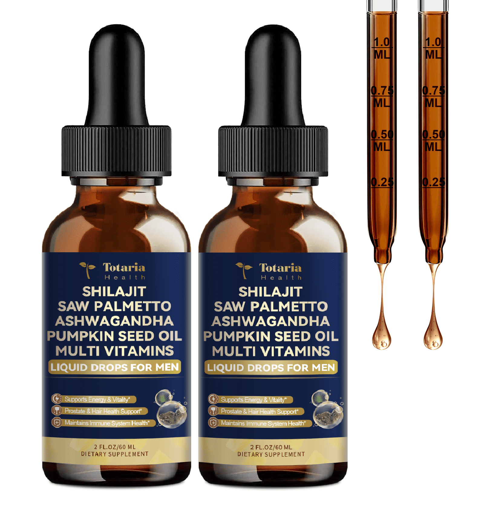 Totaria Shilajit Liquid Drops for Men, 30:1 Concentrated Blend, Supports Prostate Health, Energy & Immune Function, Pineapple Flavor, 4 Fl Oz, 2 Bottles