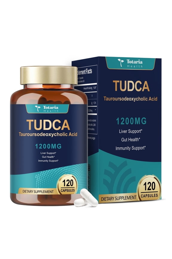 TUDCA Supplement - 120 Capsules, Ultra Strength Liver & Gallbladder Support, for Detox, Gut Health, Immune Function - GMP-Certified