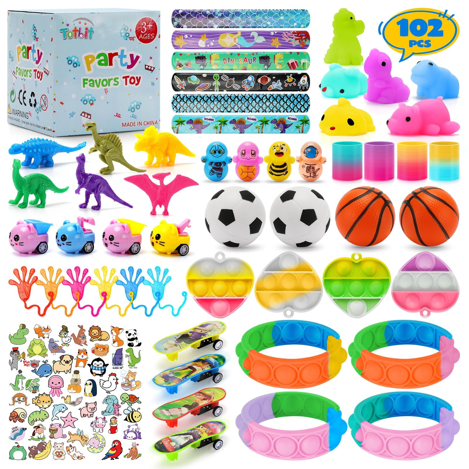Totbit 102 PcsITSC Party Favors Toys for Kids 4-8 Treasure Chest Box ...