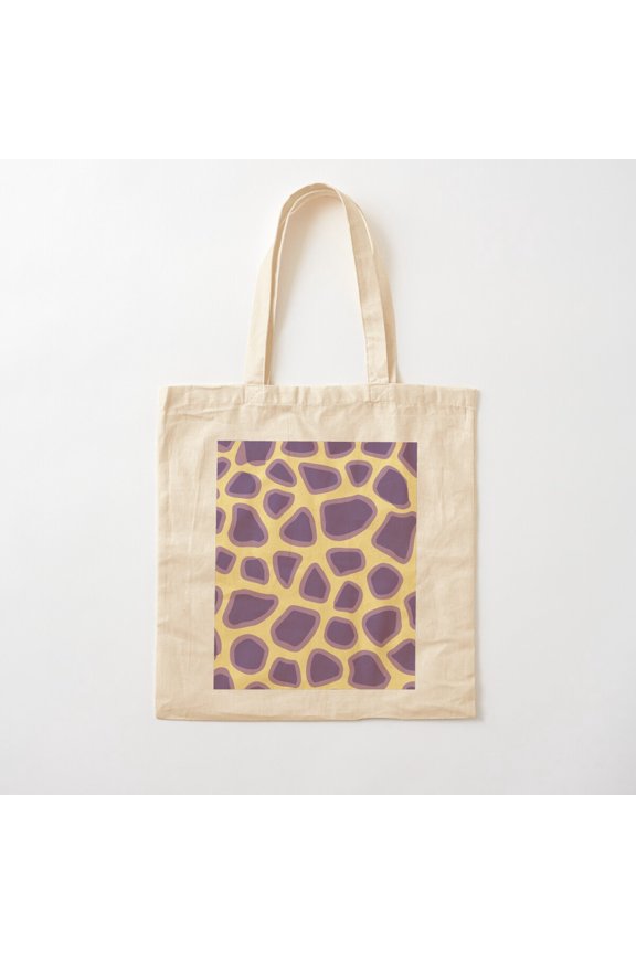 Tote Bag A Design Of A Giraffe Skin Pattern In Lavender And Pale Yellow Canvas Tote Bags, Reusable Shopping Bag