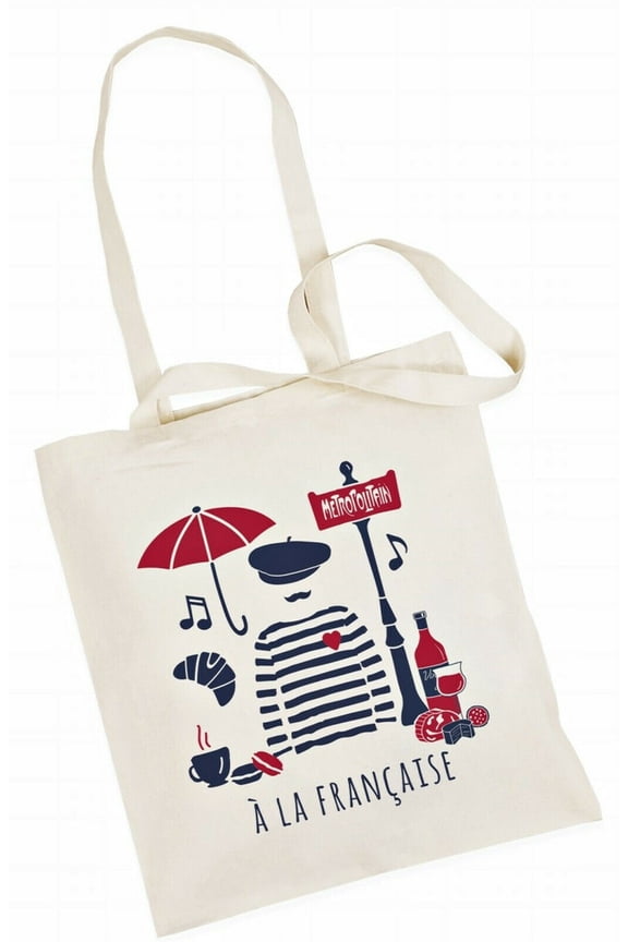Tote Bag - A La Franciase (Le Marchew Beret) - 100% Cotton - 23.6" x 14"
