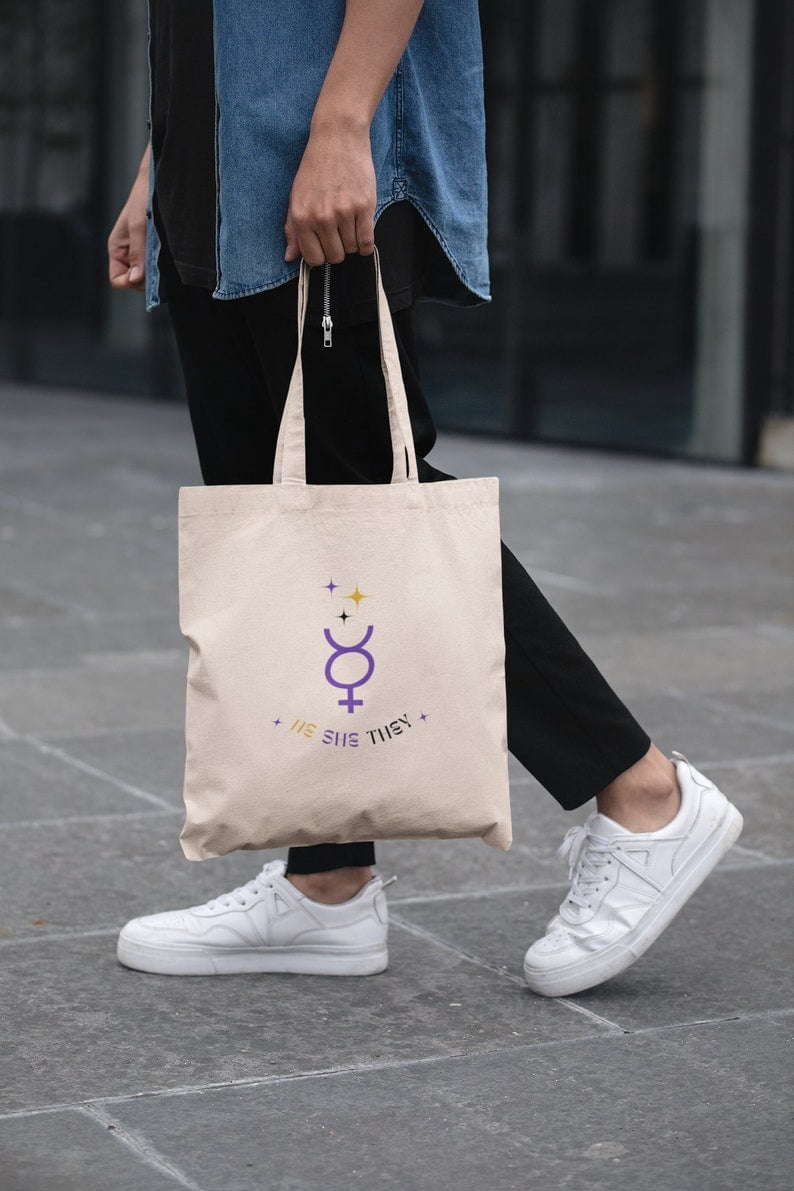 Subtle Bi Bag Tote Bag Aesthetic Nonbinary Tote Bag Subtle Nonbinary Trendy Tote Bag ...