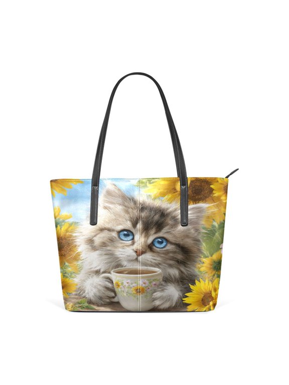 Tote Bag Aesthetic leather Handbags with Zipper for Women Travel Shoulder Bags Purses with compartment. Comfortable and Elegant Puppet