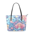 thumbnail image 1 of Tote Bag Aesthetic leather Handbags with Zipper for Women Travel Shoulder Bags Purses with compartment. Cute Little Mermaids, 1 of 6