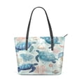 thumbnail image 1 of Tote Bag Aesthetic leather Handbags with Zipper for Women Travel Shoulder Bags Purses with compartment. Deep Green Sea Turtles, 1 of 6