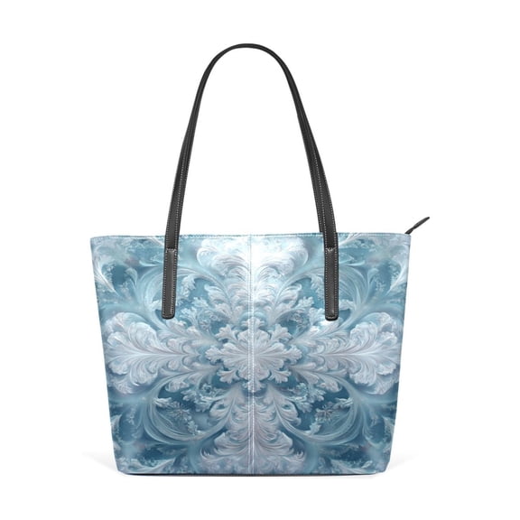 Tote Bag Aesthetic leather Handbags with Zipper for Women Travel Shoulder Bags Purses with compartment. Soft White and Green Tones