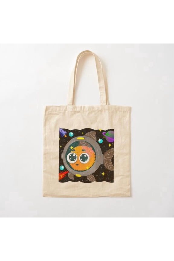 Tote Bag Astronaut Fish Explorer Of Infinity, The Fish That Conquered The Cosmos Canvas Tote Bags, Reusable Shopping Bag