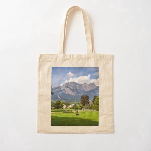 Tote Bag Bad Ragaz, Switzerland, Mountain Landscape, Summer Time Canvas Tote Bags, Reusable Shopping Bag