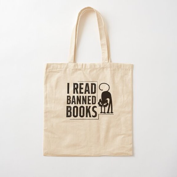 Tote Bag Cat I Read Banned Books Bookworms Reading Book Variant 3 Canvas Tote Bags, Reusable Shopping Bag