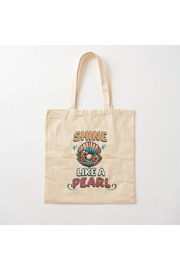 Tote Bag Clamshell Pearl Positive Affirmation Canvas Tote Bags, Reusable Shopping Bag
