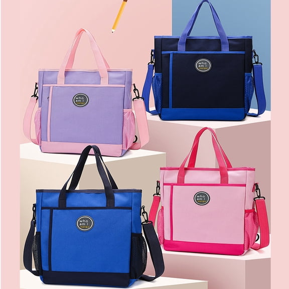 Tote Bag | Cloth Messenger Backpack | Reusable Multipurpose Shoulder Handbag with Zipper | 1 Pack | 13x11.41x4.33in | Blue Pink Purple | Organizer for Events Travel Sports