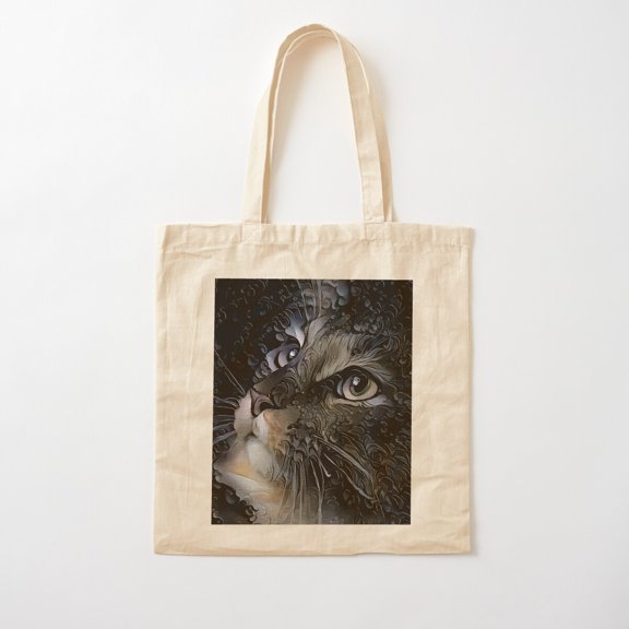 Tote Bag El Divino, Cat, Chat, Cat, Lea Roche Paintings- Animal Portrait Canvas Tote Bags, Reusable Shopping Bag