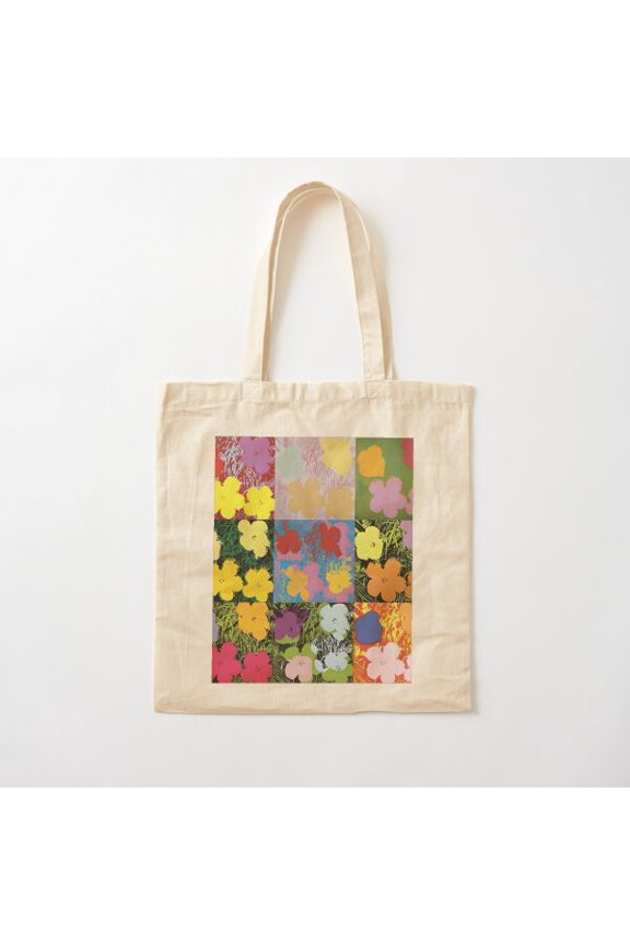 Tote Bag Flowerhol Warhol Flowers 2 Pink, Yellow And Orange Version 2 Canvas Tote Bags, Reusable Shopping Bag