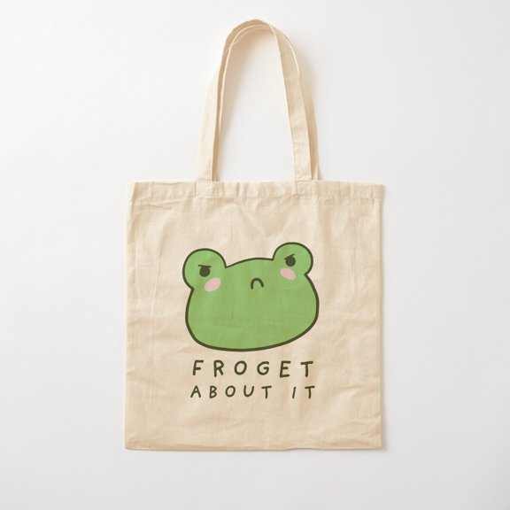 Tote Bag Froget About It Grumpy Frog Canvas Tote Bags, Reusable Shopping Bag