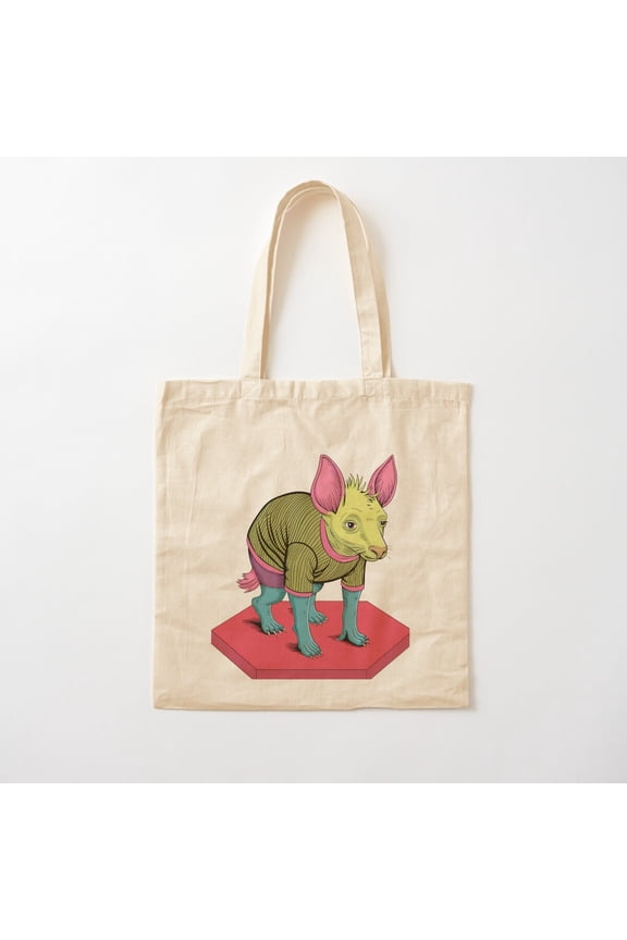 Tote Bag Funky Sweater Animal, Quirky And Colorful Cartoon Design Canvas Tote Bags, Reusable Shopping Bag