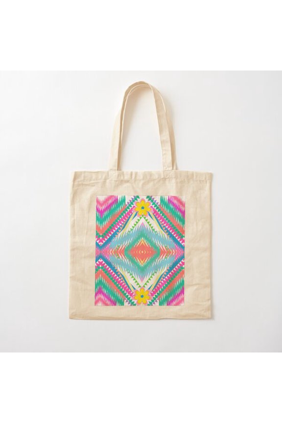 Tote Bag Geometric Abstract Ikat Ethnic Seamless Pattern Design Canvas Tote Bags, Reusable Shopping Bag