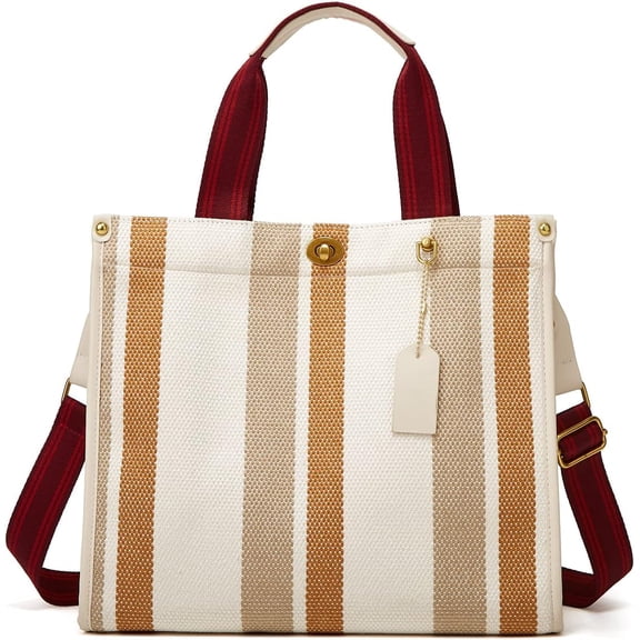 Tote Bag Hobo Bag for Women Canvas Shoulder Bags Chic Crossbody Bag Satchel Large Handbag Color Contrast Stripe