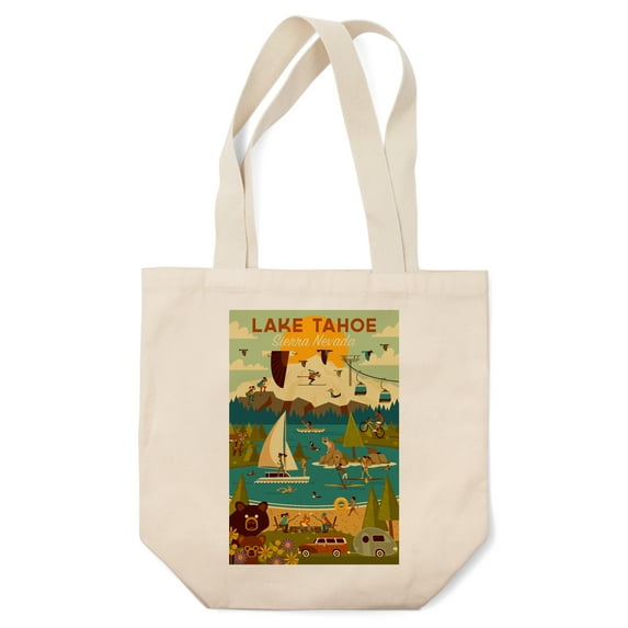 Tote Bag, Lake Tahoe, California, Sierra Nevada, Geometric, Unisex, Reusable, Washable Canvas, Unique Art