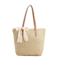 thumbnail image 1 of Tote Bag Neutral Woven Raffia Market with Leather Handles, Large Summer Beach Shoulder Straw Bag for Women, 1 of 7