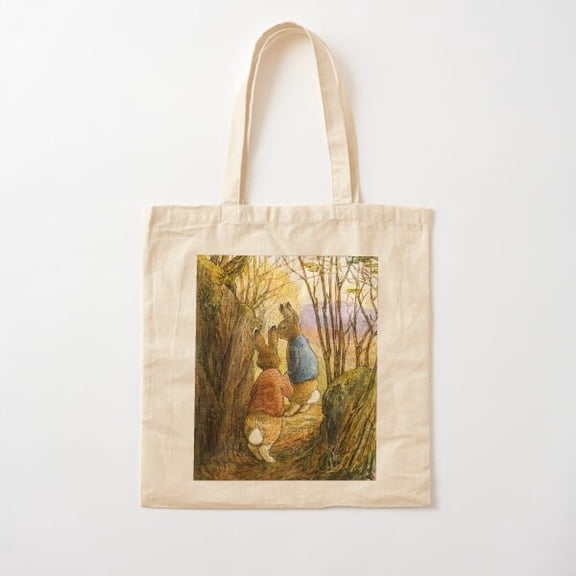 Tote Bag Peter Rabbit And Benjamin Bunny In The Forest, Beatrix Potter Canvas Tote Bags, Reusable Shopping Bag