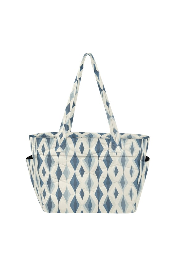 Tote Bag Quilted Tote Bag Women's Tote Handbags Suitable for Work, Beach, Travel and Shopping Blue Squares