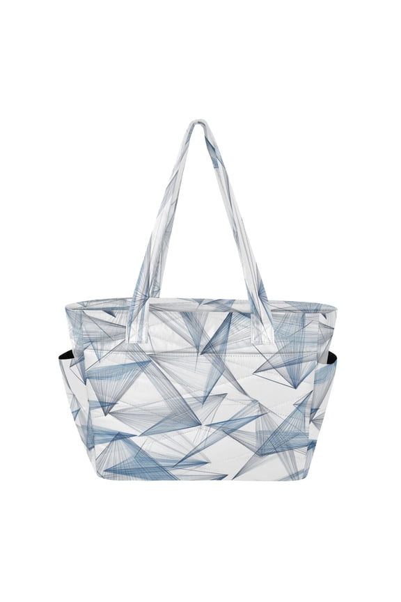 Tote Bag Quilted Tote Bag Women's Tote Handbags Suitable for Work, Beach, Travel and Shopping Blue Triangle