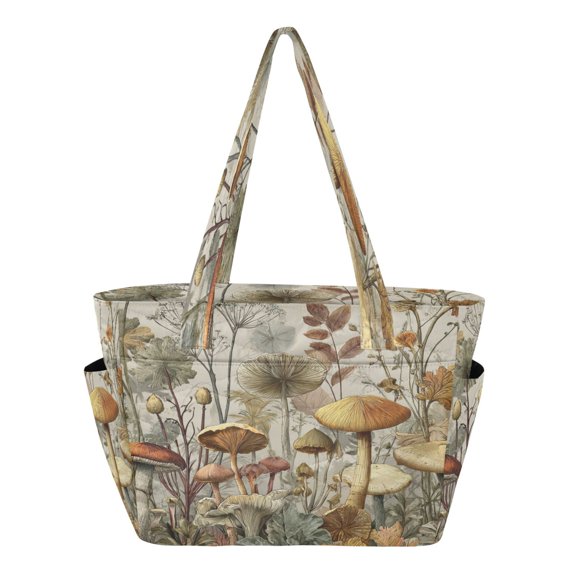 Tote Bag Quilted Tote Bag Women's Tote Handbags Suitable for Work, Beach, Travel and Shopping Gray Mushroom
