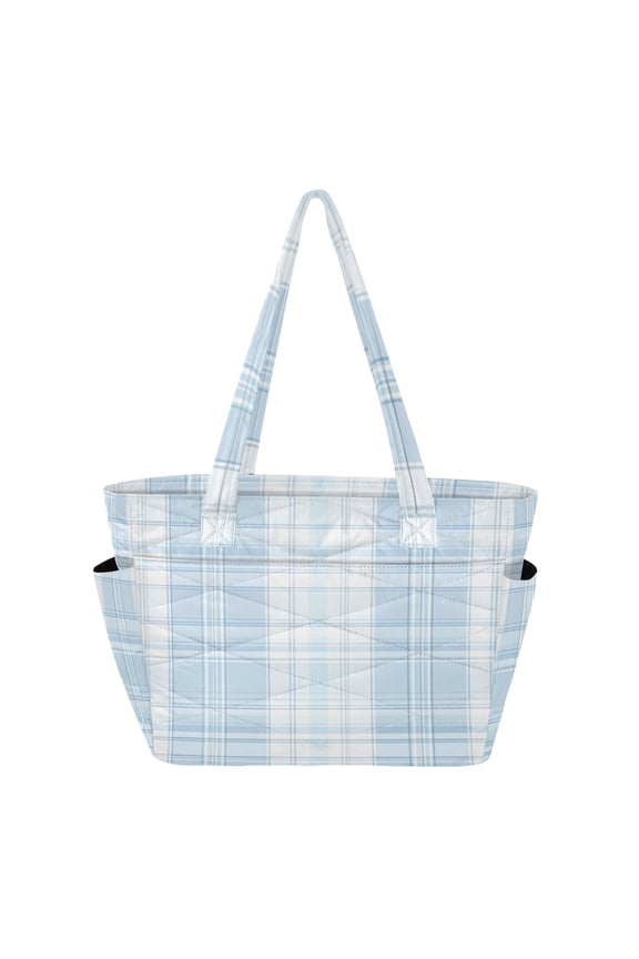 Tote Bag Quilted Tote Bag Women's Tote Handbags Suitable for Work, Beach, Travel and Shopping Light Blue Cloth Stripe