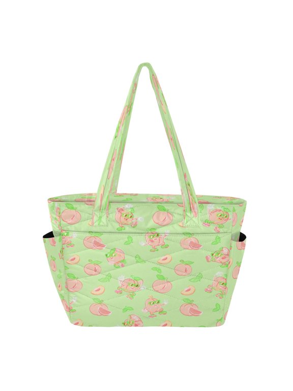 Tote Bag Quilted Tote Bag Women's Tote Handbags Suitable for Work, Beach, Travel and Shopping Pastel Mint Peach