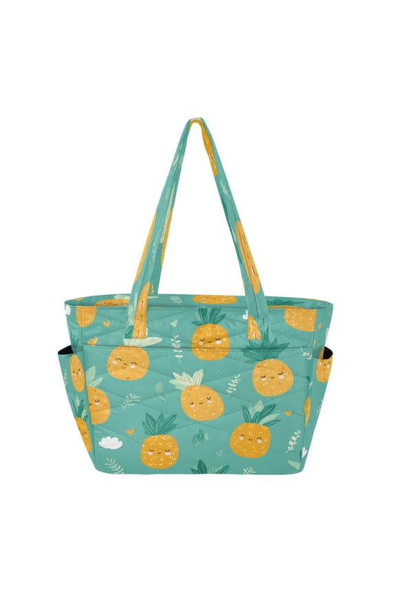 Tote Bag Quilted Tote Bag Women's Tote Handbags Suitable for Work, Beach, Travel and Shopping Pineapple Pattern Cartoon