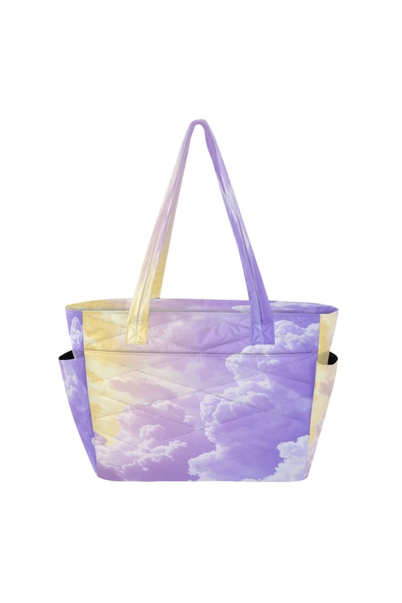 Tote Bag Quilted Tote Bag Women's Tote Handbags Suitable for Work, Beach, Travel and Shopping Purple Cloud