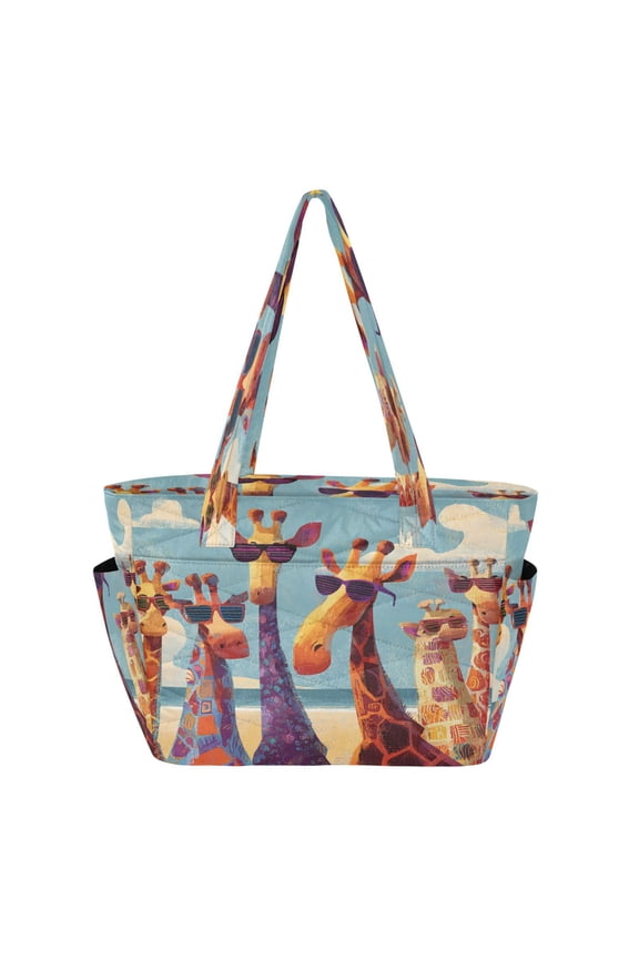 Tote Bag Quilted Tote Bag Women's Tote Handbags Suitable for Work, Beach, Travel and Shopping Sunglasses Giraffe