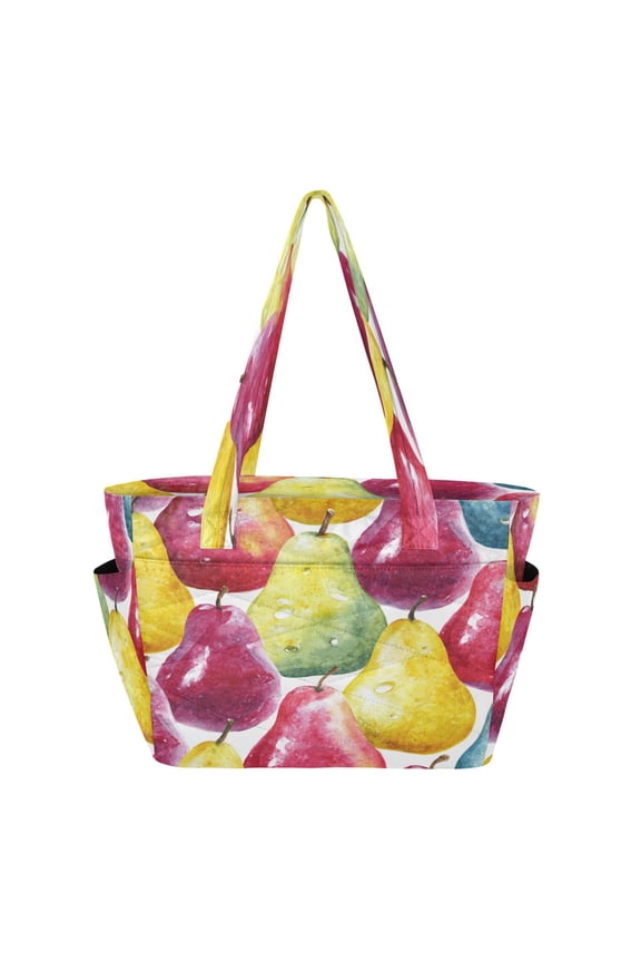 Tote Bag Quilted Tote Bag Women's Tote Handbags Suitable for Work, Beach, Travel and Shopping Watercolor Pear Mix Tones