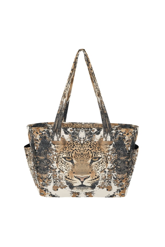 Tote Bag Quilted Tote Bag Women's Tote Handbags Suitable for Work, Beach, Travel and Shopping Yellow Leopard Face