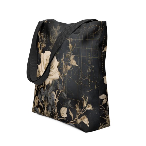 Tote Bag, Re-Usable Shopping Bag, Roses, Gothic Flowers