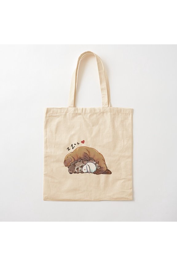 Tote Bag Rocket Teefs Lylla Floor Sleeping Cuddling Animals Gotg Canvas Tote Bags, Reusable Shopping Bag
