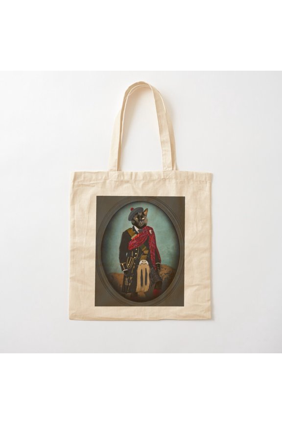 Tote Bag Scottish Black Cat Art, Boris The Bruce - Mouser - In - Chief Canvas Tote Bags, Reusable Shopping Bag