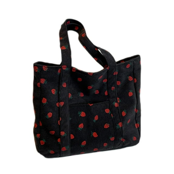 Tote Bag,Shoulder Bag,Corduroy Printed Storage Bag Large Capacity Shoulder Strawberry Canvas Bag Handbags for Work