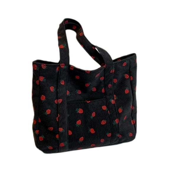 Tote Bag,Shoulder Bag,Corduroy Printed Storage Bag Large Capacity Shoulder Strawberry Canvas Bag Handbags for Work