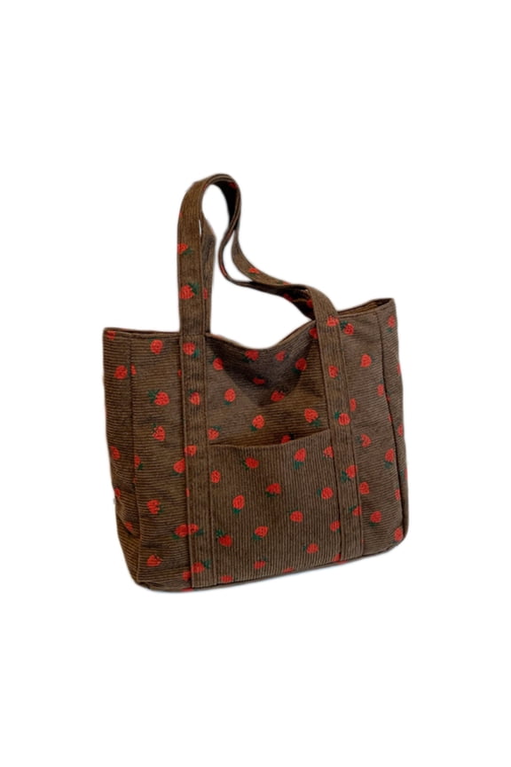 Tote Bag,Shoulder Bag,Corduroy Printed Storage Bag Large Capacity Shoulder Strawberry Canvas Bag Handbags for Work