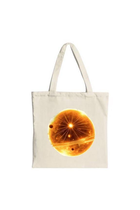 Tote Bag - Stunning golden orb with intricate patterns surrounded by celestial bodies Perfect for shopping travel and parties