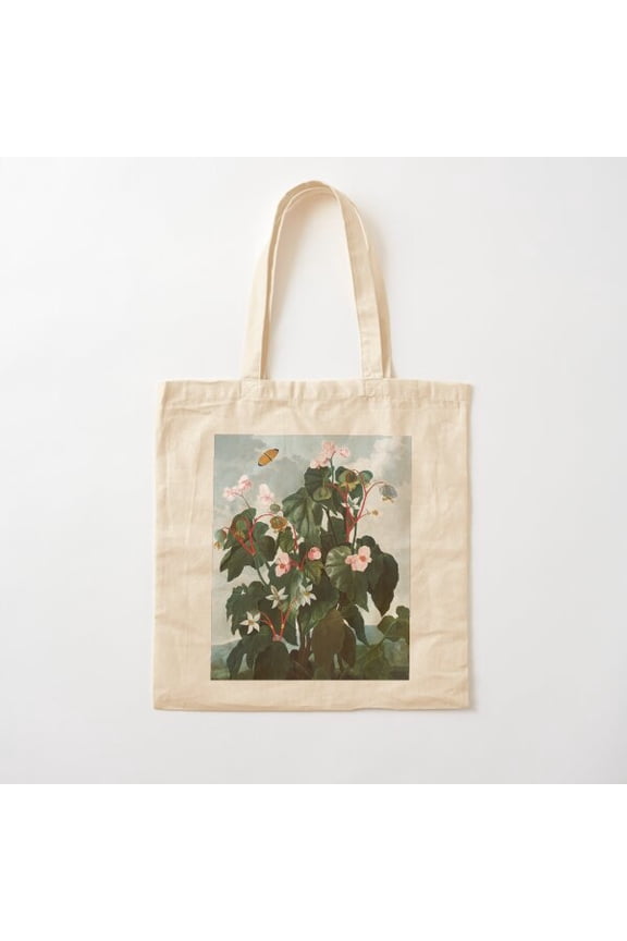 Tote Bag The Oblique - Leaved Begonia The Temple Of Flora Robert John Thornton Canvas Tote Bags, Reusable Shopping Bag