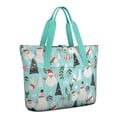 thumbnail image 1 of Tote Bag for Women - Blue Christmas Santa and Snowman Pattern Shoulder Bag - Large Utility Work Duffle Bag with Zipper Handbag for Travel, Work, Sprots, 1 of 5