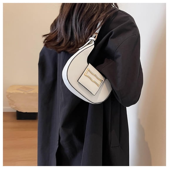 Tote Bag for Women, Clutch Purses for Women, Small Handbag for Women, Ladies PU Leather Underarm Bag for Travel Work Party, Small Dumpling-Shaped HandbWhite