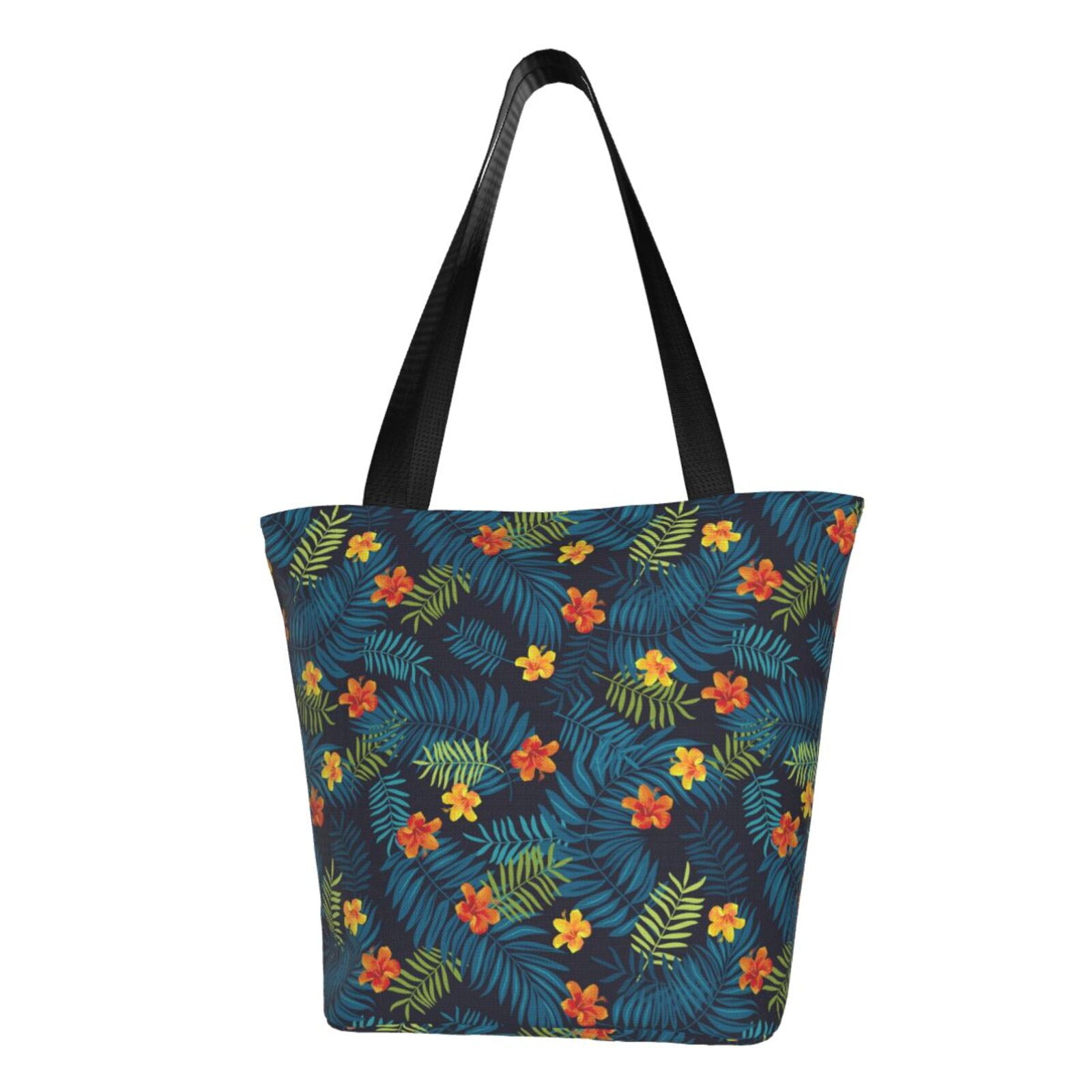 Tote Bag for Women, Hawaiian Style Leaves Flower Large Capacity